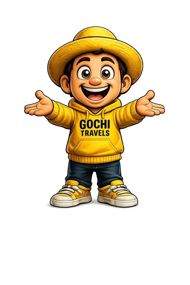 Mascota de Gochi Travels dando la bienvenida